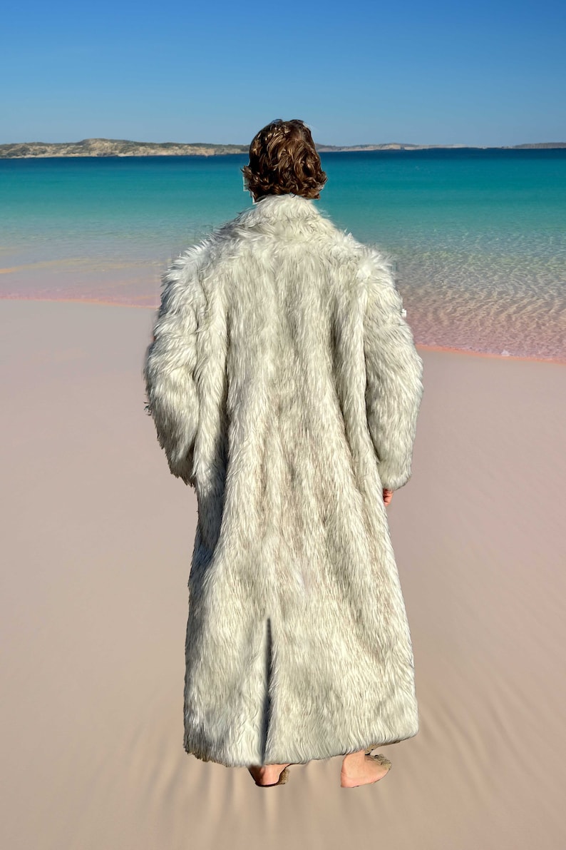 Ryan Gosling Ken White Faux Fur Coat, Halloween Cosplay Costume, Mens Long White Faux Fur, Fake Fur Jacket, Festival Coat, Burning Man Coat image 6