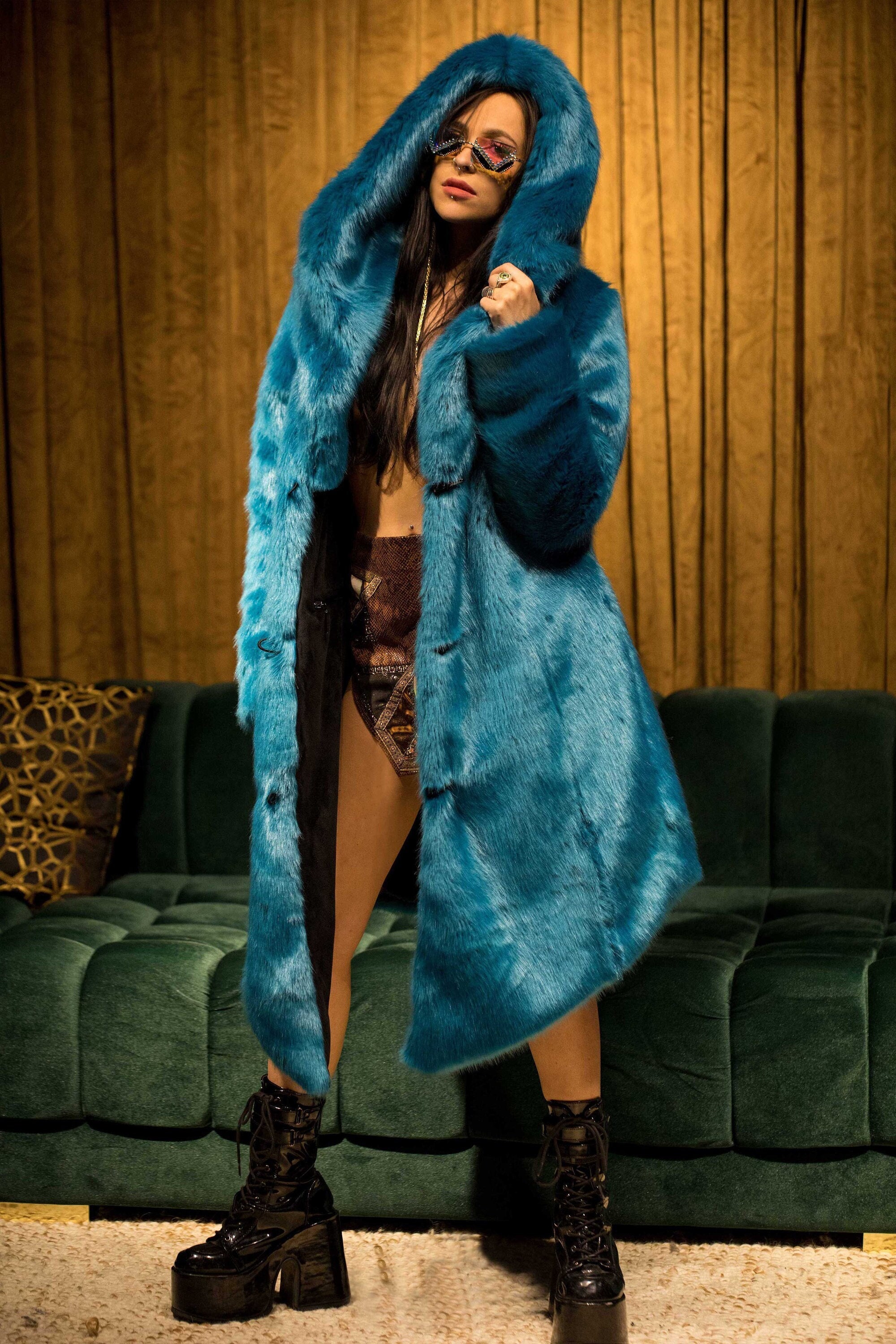 Aqua faux hotsell fur coat