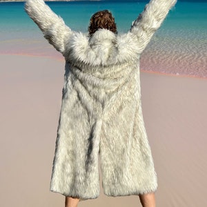 Ryan Gosling Ken White Faux Fur Coat, Halloween Cosplay Costume, Mens Long White Faux Fur, Fake Fur Jacket, Festival Coat, Burning Man Coat image 4