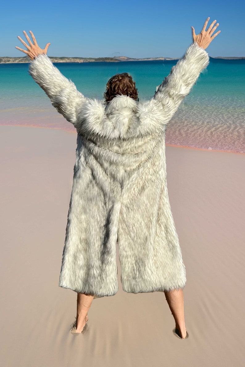 Ryan Gosling Ken White Faux Fur Coat, Halloween Cosplay Costume, Mens Long White Faux Fur, Fake Fur Jacket, Festival Coat, Burning Man Coat image 4
