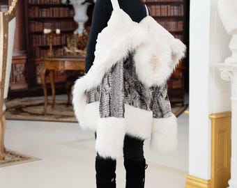Women's Snow Lynx Ivory/tan/ Brown Printed Cuddle Faux Fur