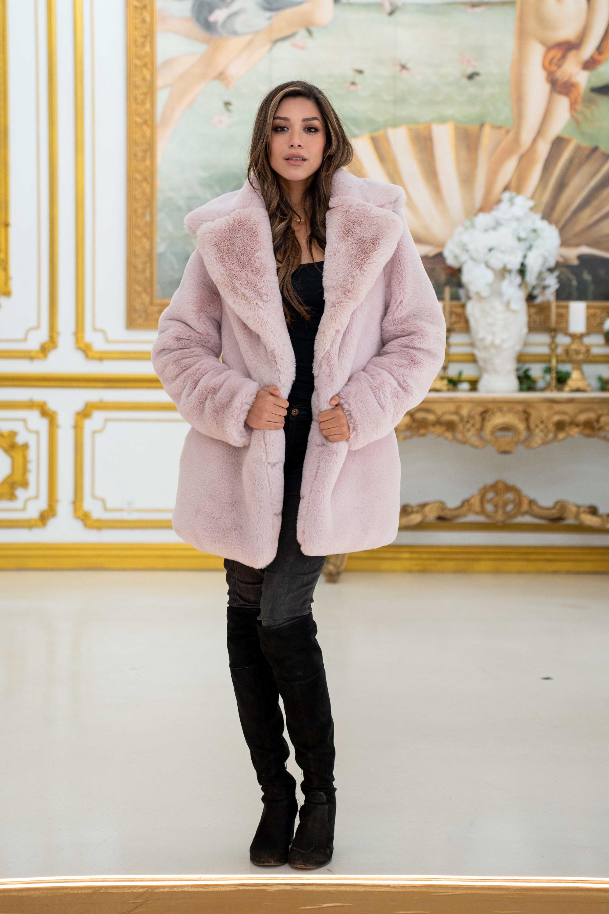 theredthread S fur jacket short / pink - pink THEREDTHREAD S fur
