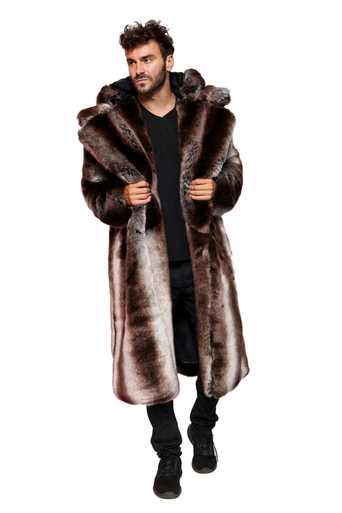 Men's Faux Fur CHINCHILLA TISSAVEL Luxury Fur Coat in - Etsy