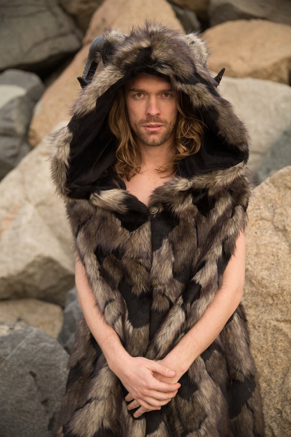 Fur cape black top