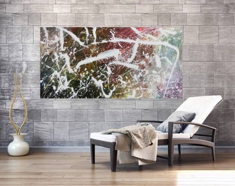Original abstract artwork on canvas ready to hang 90x180cm #771