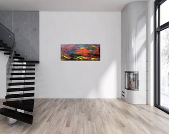 Original abstract artwork on canvas ready to hang 49x120cm #118