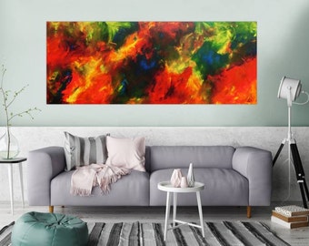 Original abstract artwork on canvas ready to hang 80x200cm #792