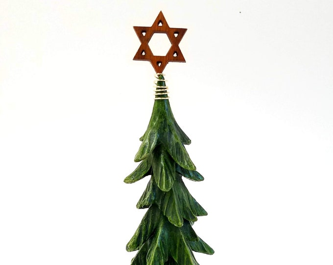 Chrismukkah Tree Rustic Tree With Jewish Star Tree Topper Etsy