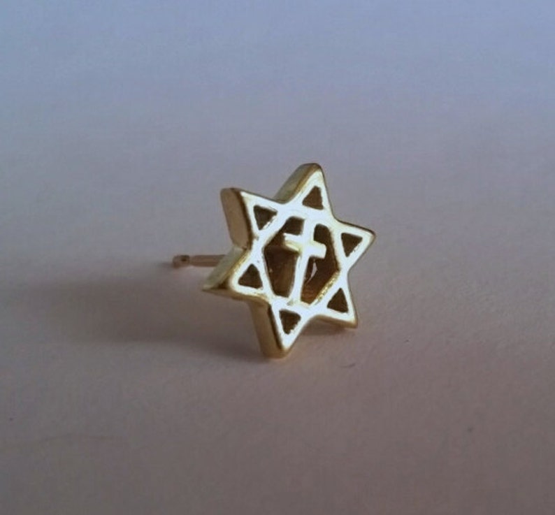 Jewish Star & Cross Delicate Stud Earrings JudeoChristian Etsy