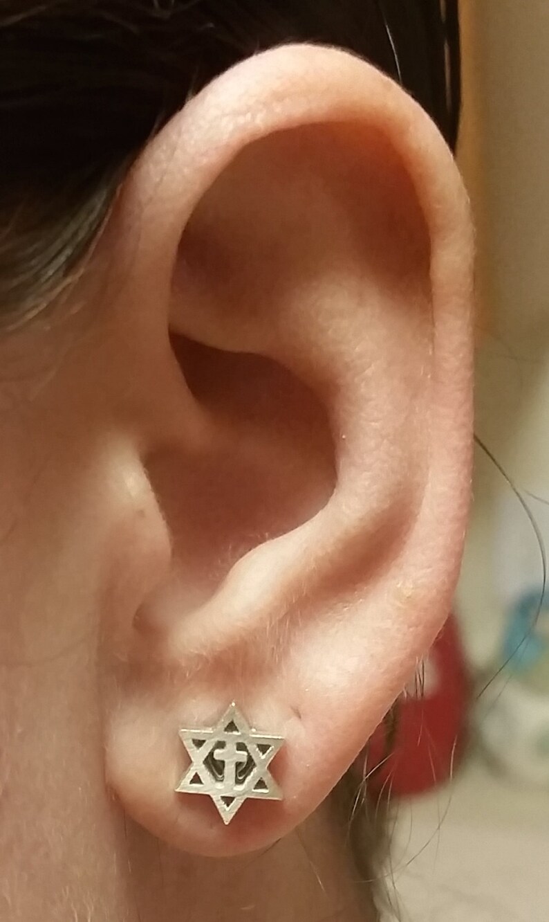 Jewish Star & Cross Delicate Stud Earrings JudeoChristian Etsy