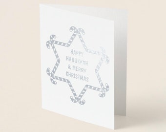 Hanukkah/Christmas Card, Interfaith, Chrismukkah, Silver Foil