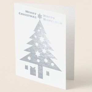 Hanukkah/Christmas Card, Interfaith, Chrismukkah, Silver Foil