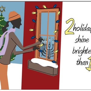 Carte de vacances interconfessionnelle Hanukkah/Noël