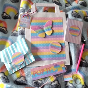 Pop it fidget toy themed handcrafted party bag goody bag filled