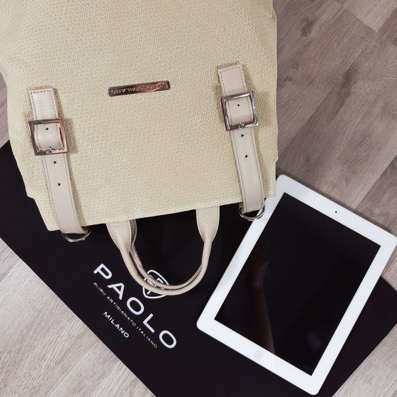 on order handmade in Italy Woman large leather backpack