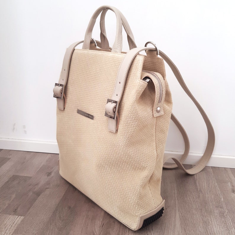 on order handmade in Italy Woman large leather backpack