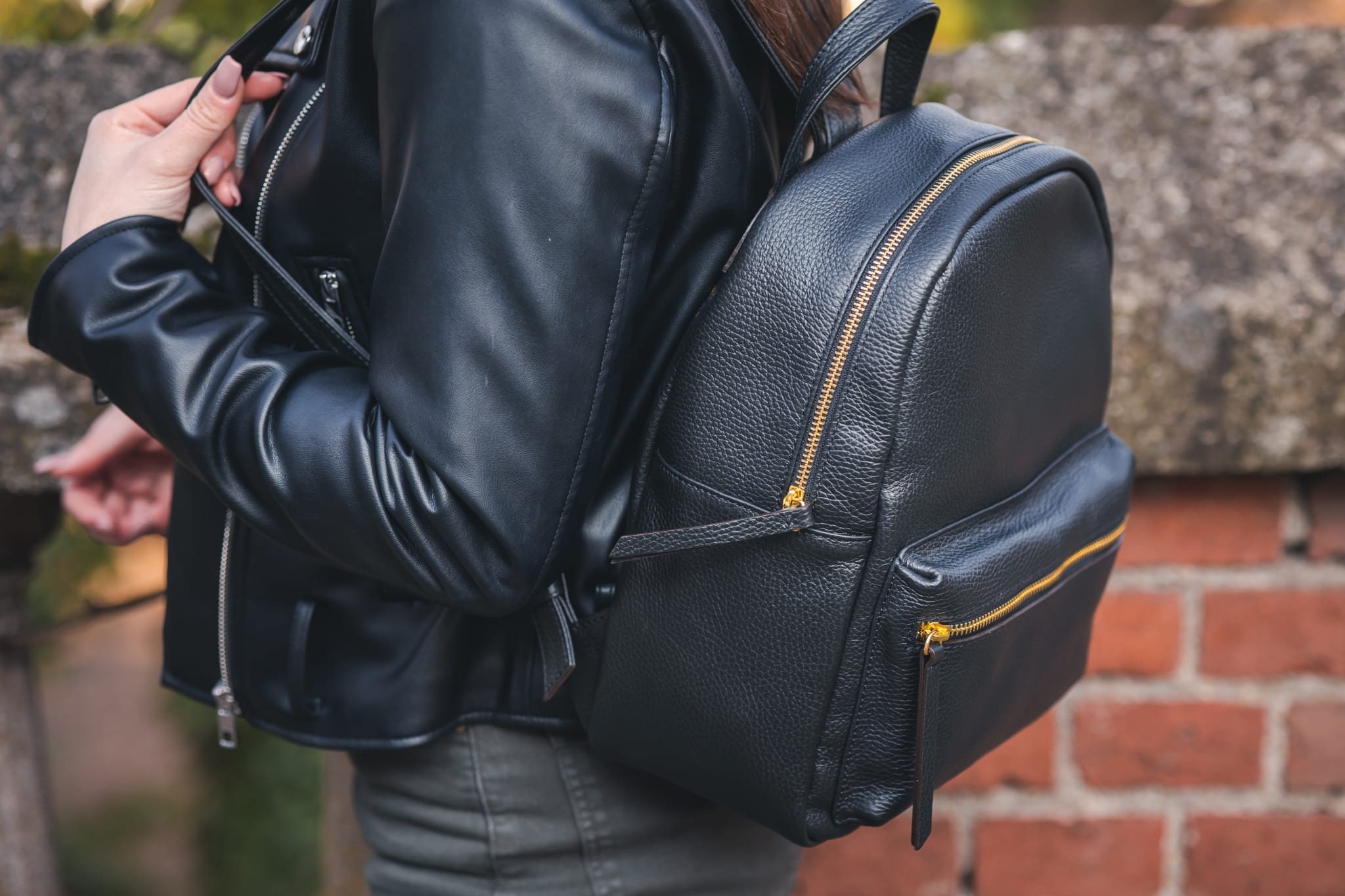 Leather jacket online backpack
