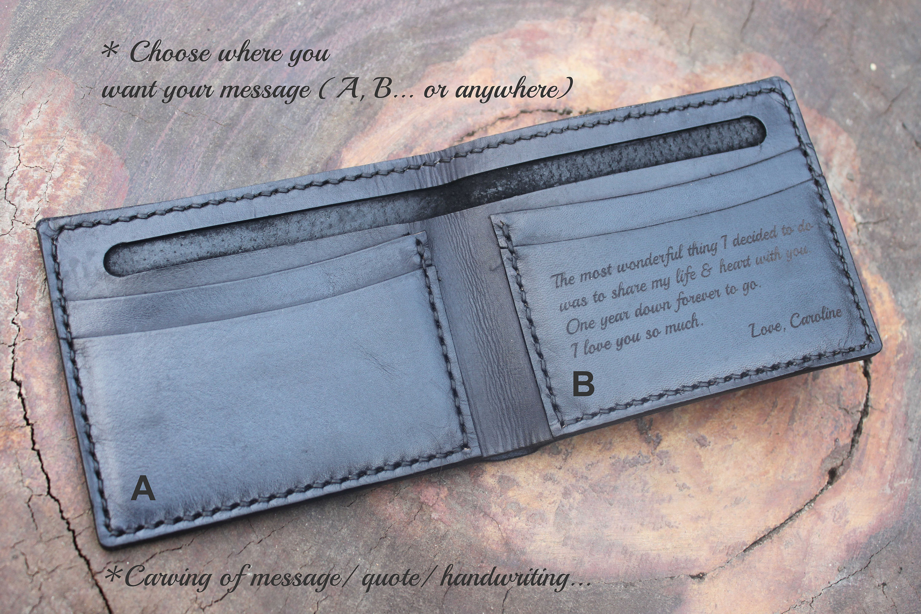 Men's Leather Wallet / Personalized Leather Wallet / Etsy