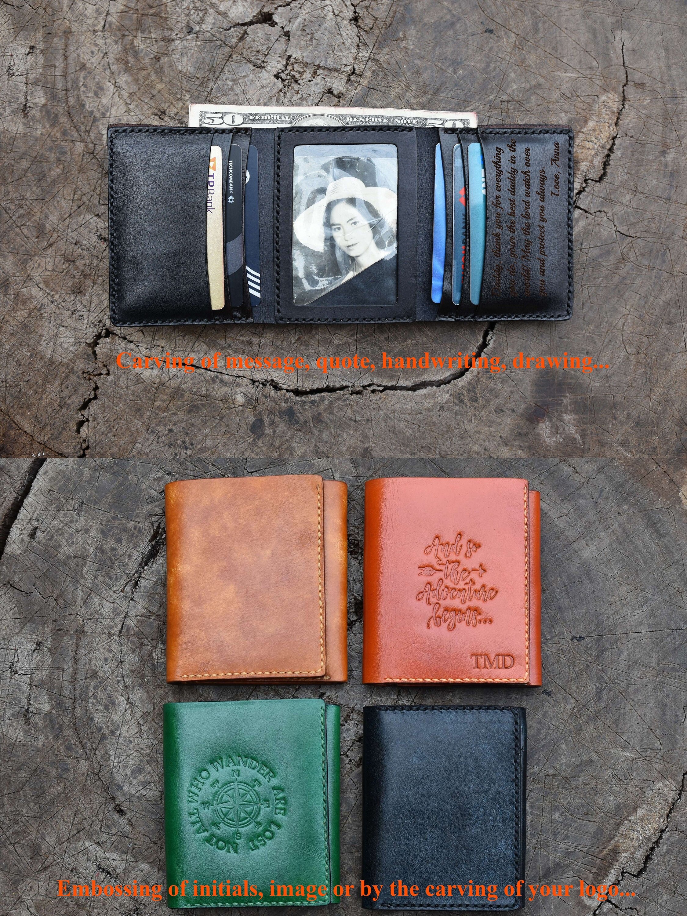 Men's Leather wallet/ Trifold Wallet / Personalized Etsy
