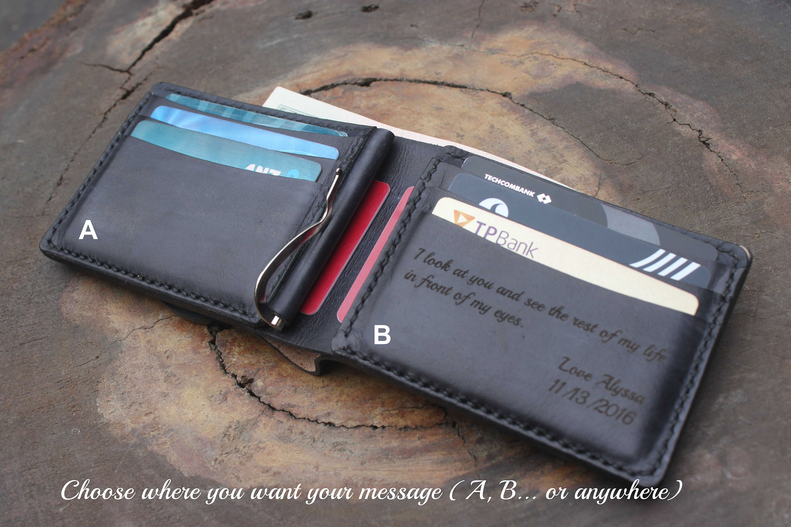 Leather Wallet with monogram main image 1