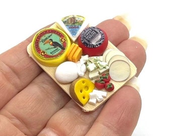 Luxury miniature cheese board, handmade, 1/12 scale, several variations