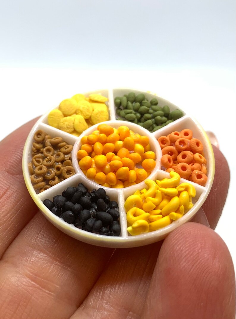 Miniature snack plate, handmade, 1:12 scale Friday night image 1