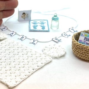 Miniature nursery set, baby boy, hand made 1:12 scale