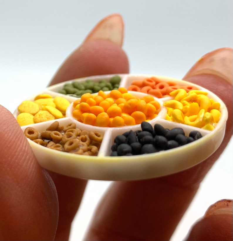 Miniature snack plate, handmade, 1:12 scale Friday night image 2