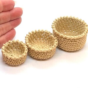 Miniature nesting baskets, set of three, handmade, 1/12
