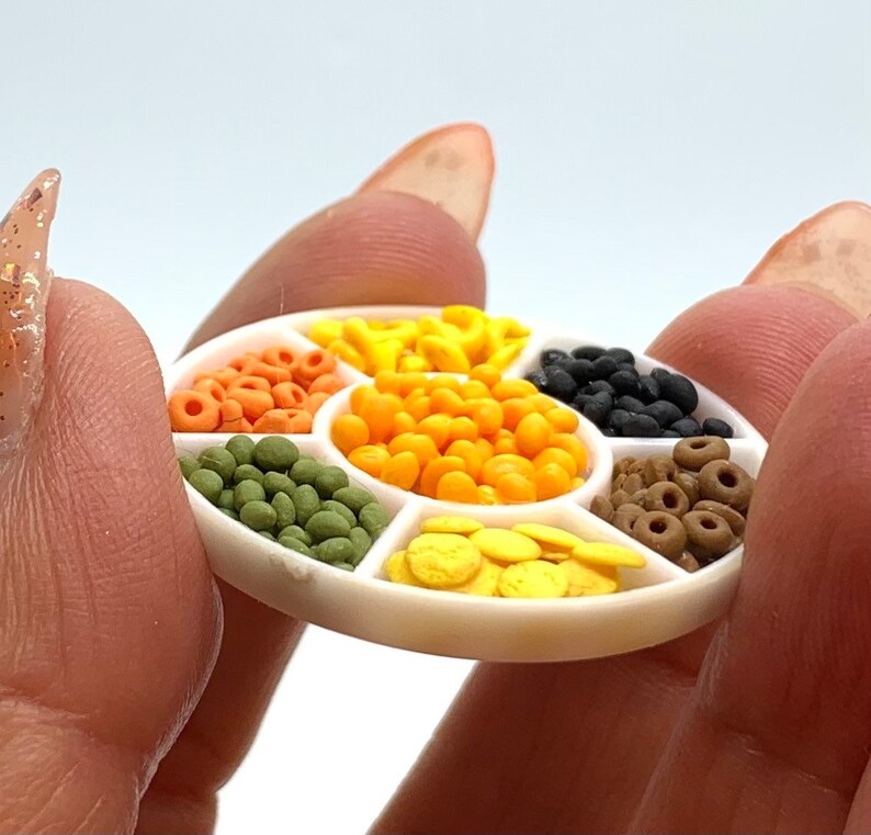 Miniature snack plate, handmade, 1:12 scale Friday night image 3