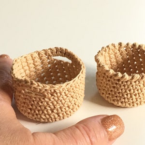 Miniature basket, two styles, 1/12 one inch scale, handmade