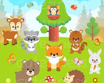 Woodland Animals Clipart, Woodland Clipart, Woodland Animals Clip art, Woodland Clip art