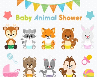 Clipart de animales del bosque / Clipart de animales del bosque / Baby Shower imprimible