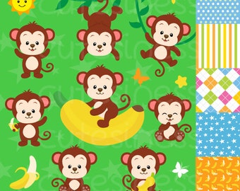 monkey clip art - boy monkeys clip art - Digital clip art, monkeys boy, baby monkey party boys, instant download, cute monkey clipart