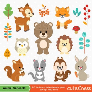 Woodland Nursery Clipart, Woodland Animals Digital Clipart, Forest Animals