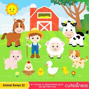 Farm Animals Clipart Set - farm, barn, farmyard animals, sheep, cow, horse, chicken - personal use, instant download