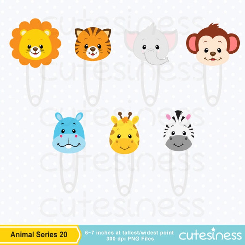 Baby Animal Clipart , Baby Animal Clip art, Baby Jungle Animals Clipart, Baby shower Clipart image 4