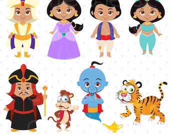 Clipart digitale di Aladdin, clipart di Jasmine