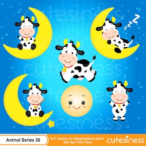 Hey Diddle Diddle Clipart , Cow Clipart, Nursery Clipart, Nursery rhyme clipart image 2