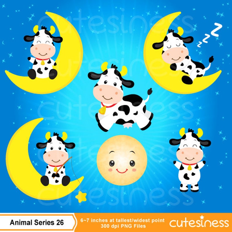 Hey Diddle Diddle Clipart , Cow Clipart, Nursery Clipart, Nursery rhyme clipart image 2