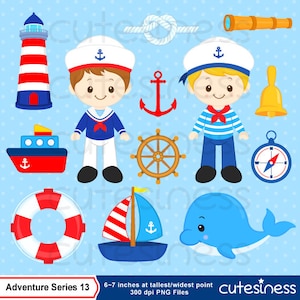 Sailor Clipart, Sailor Junge Clipart, Seemann Clipart, Nautische Grafik, Schiff Yacht Segelboot Clipart, Nautische Clipart