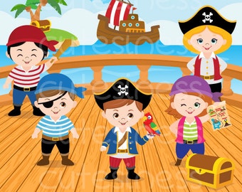 Pirate Clipart, Pirate Graphic, COMMERCIAL USE, Pirate Party, Pirate Boy, Pirate Girl, Kid Cliparts, Educational, Teacher Graphics