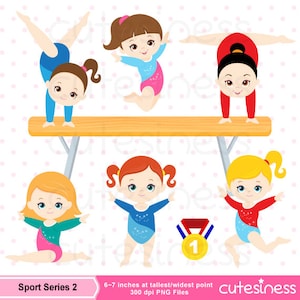 Gymnastics Digital Clipart, Digital Girls Gymnastics Clip Art, Gymnastic Girl Clip Art, Digital Gymnast Girl Clipart