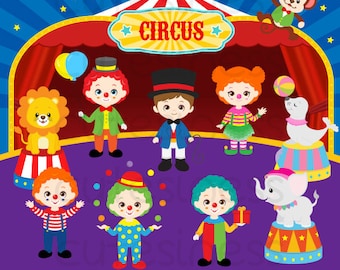 Circus Digital Clipart, Circus Clipart, Carnival Clipart, Clown clipart