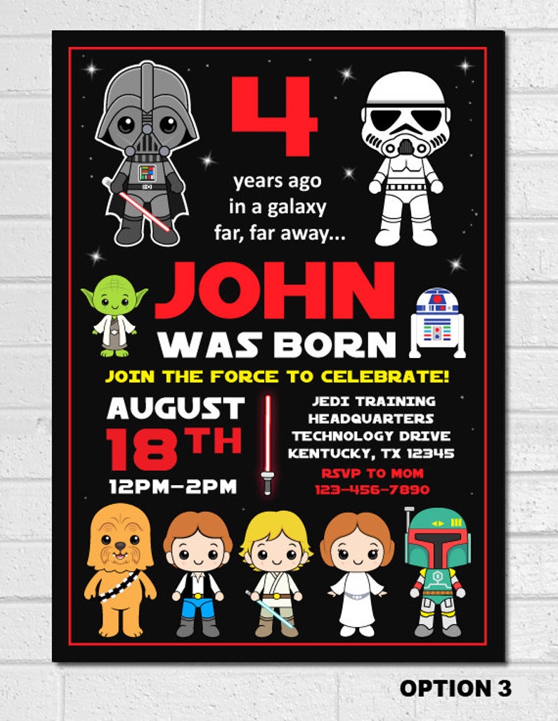 Star Wars Invitation, Star Wars Birthday, Star Wars, Star Wars Printable, Star Wars Card, Star Wars Invite Party image 3