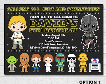 Invitación de Star Wars, invitación de cumpleaños de Star Wars