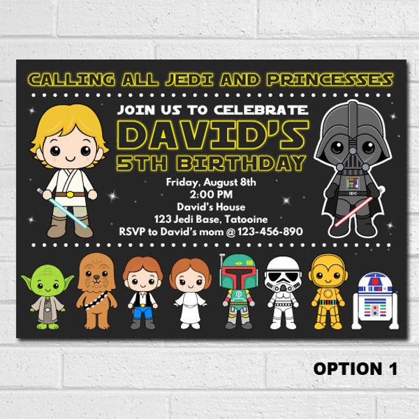 Invitación de Star Wars, invitación de cumpleaños de Star Wars