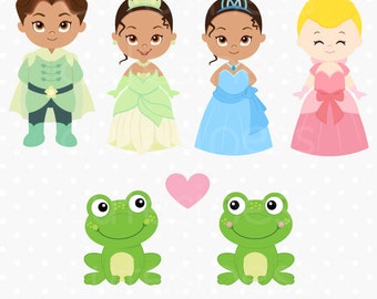 The Frog Prince Digital Clipart, Priness clipart, Tiana clipart, frog clipart