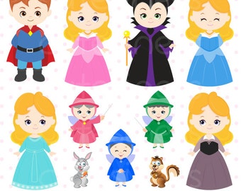 Princess Digital Clipart, Princess Clipart, Princess Clip Art, Sleeping Beauty Clipart