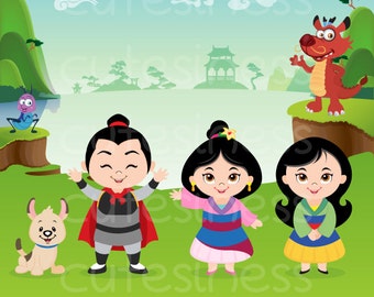 Princess Digital Clipart, Princess Clipart, Princess Clip Art, Mulan clipart